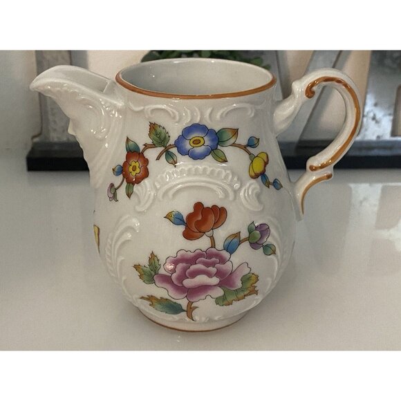 Estee Lauder Chinoiserie Floral Porcelain Creamer Pitcher Butterfly & Flowers - Picture 1 of 16